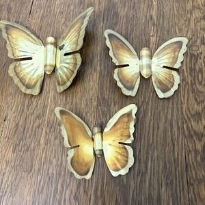 Home Interiors Butterfly Set Of 3 Metal Wall Decor Vintage Hanging MCM